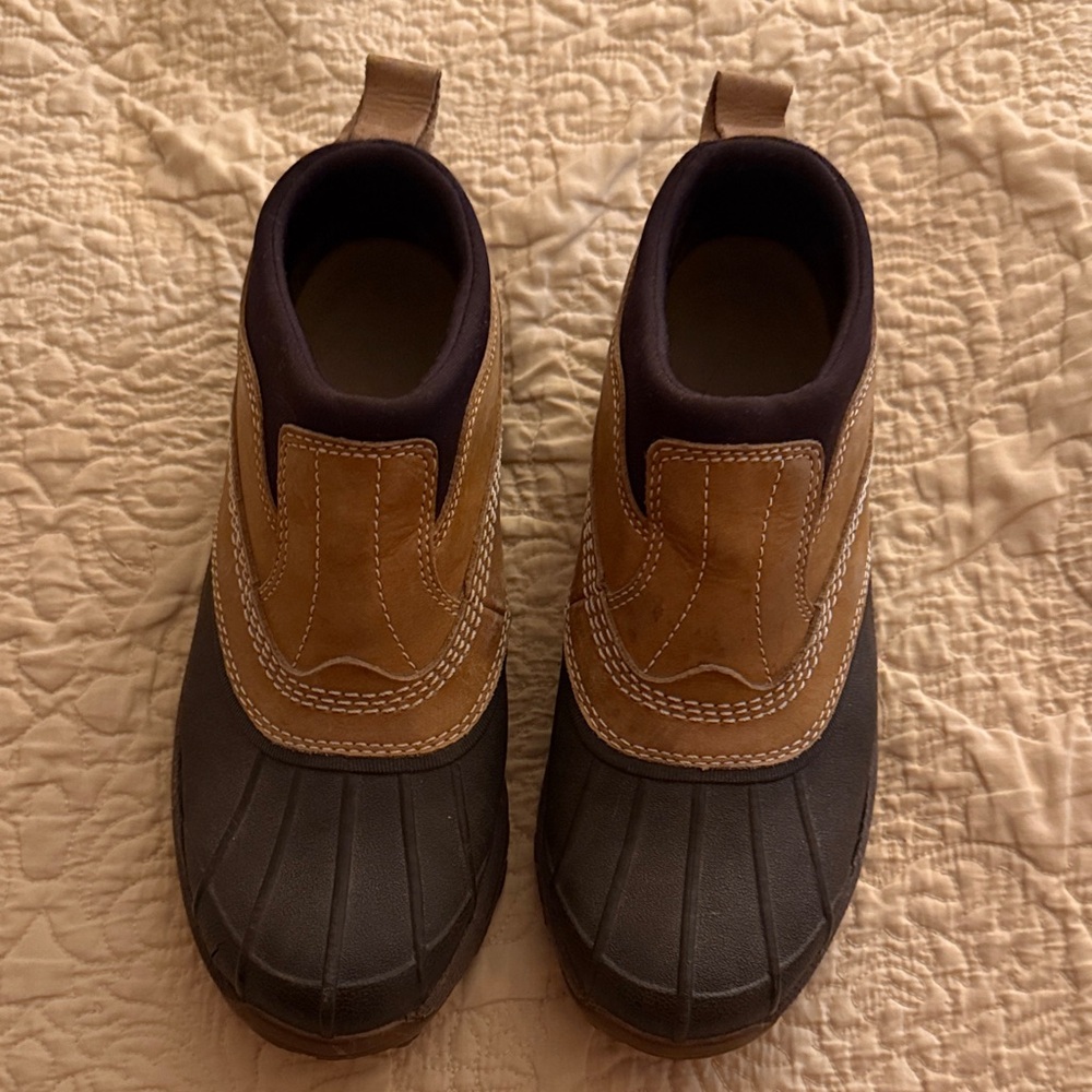 Women’s Brown and Tan LL Bean Duck Boots, Sz 8